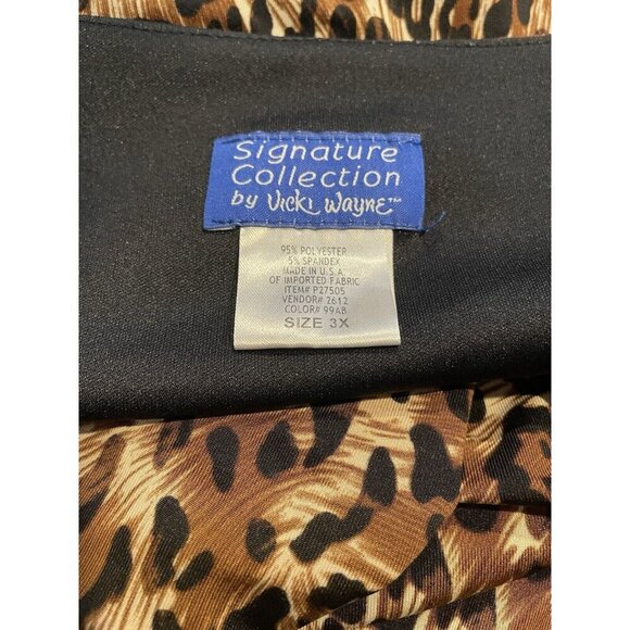 Signature Collection by Vicki Wayne Womens Dress 3X Brown Black Animal Print - Picture 6 of 7
